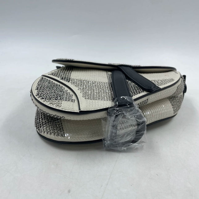 Sold Dior Saddle Mini Beaded Black and White checkered Pattern