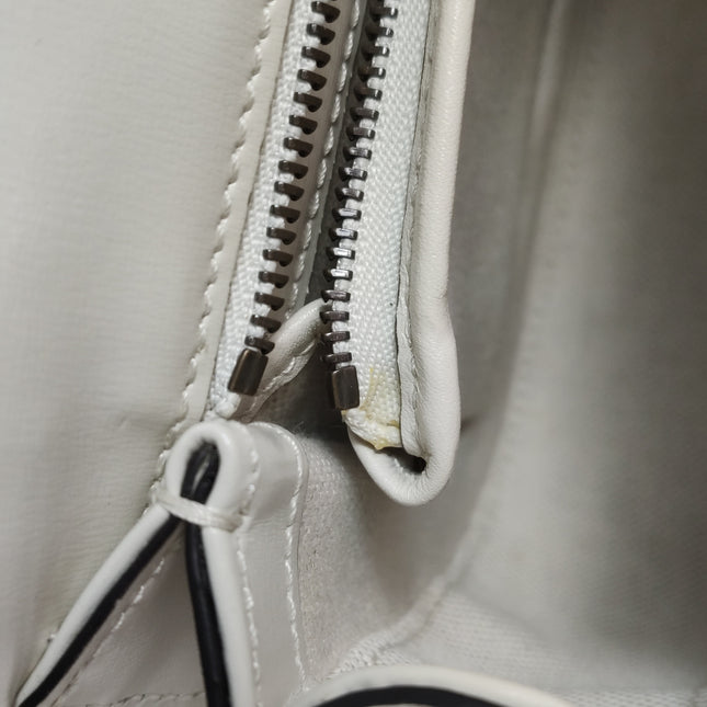 Gucci Bamboo 1947 Top Handle Bag Small White Box Leather Canvas Strap