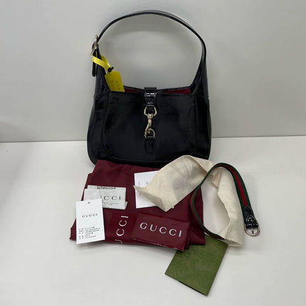 Gucci Jackie 1961 Small Black Patent Leather Shoulder Bag S24