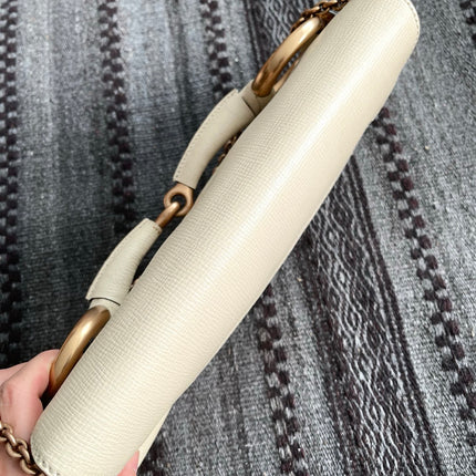 Gucci Horsebit 1955 Large White Leather Shoulder Bag