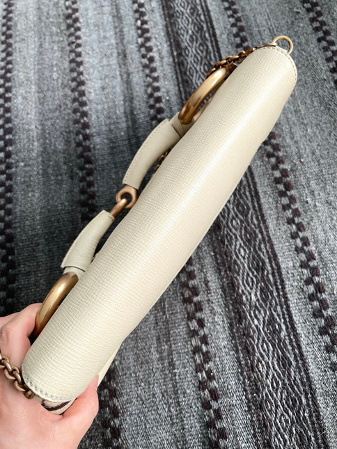 Gucci Horsebit 1955 Large White Leather Shoulder Bag