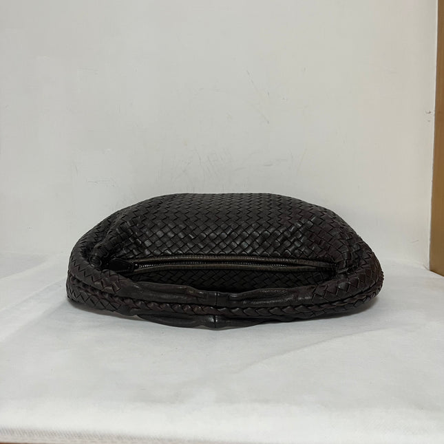 Bottega Veneta Veneta Hobo Intrecciato Dark Chocolate Brown Medium Lambskin Leather 47cm