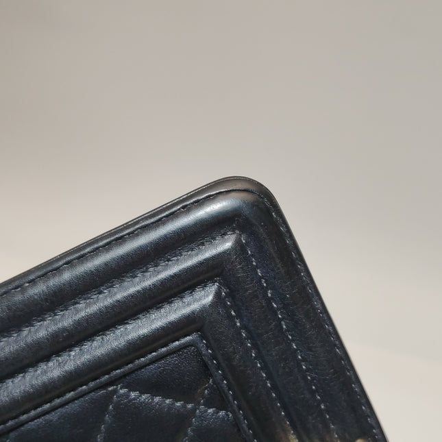 Chanel Le Boy Small Black Lambskin Leather Antiqued Gold Hardware