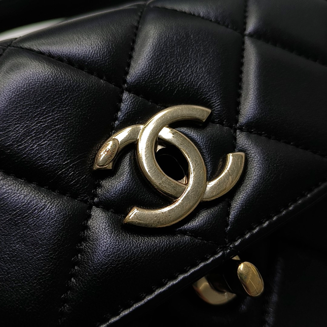 Chanel Trendy CC Small Black Lambskin Leather Gold Hardware