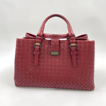 Bottega Veneta Roma Handbag Bag Intrecciato Nappa Leather Burgundy Small 30cm