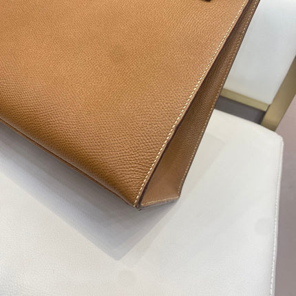 Hermes Kelly 32 Sellier Vintage Gold Epsom Leather Gold Hardware With Strap 1990