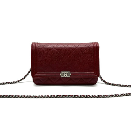 Sold Chanel Wallet on Chain Boy Half Flap Red Caviar Leather-Luxbags