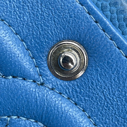 Chanel Timeless Classic Flap Medium Light Blue Caviar Leather Silver Hardware