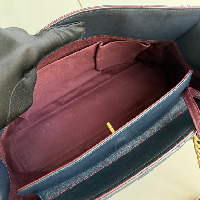 Chanel Perfect Edge Tote Quilted Navy Leather Antique Gold Hardware