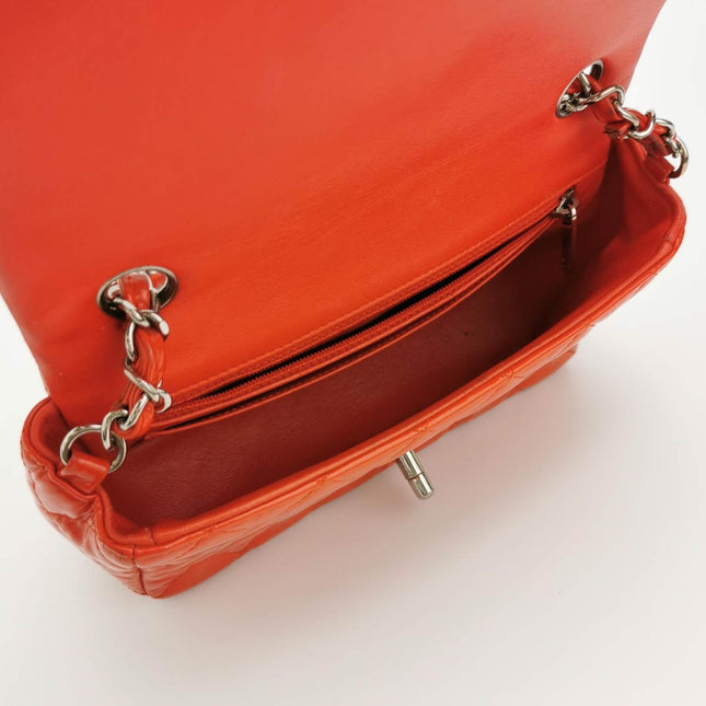 Sold Chanel Classic Flap Square 2014 Orange Patent Leather Bag