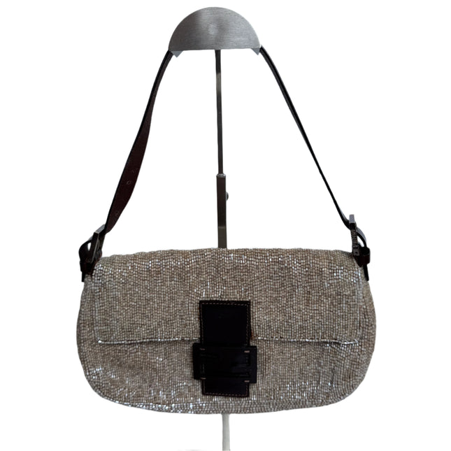 Fendi Baguette Vintage Shoulder bag with Glitter Beige Beads-Luxbags
