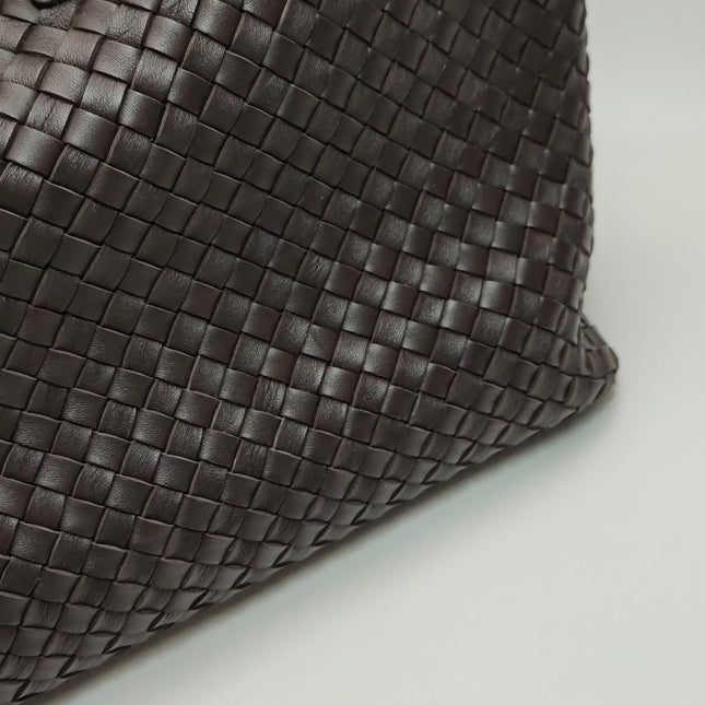 Sold Bottega Veneta Cabat Large Intreccio Leather Tote Bag Dark Chocolate Brown with Pouch