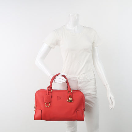 Loewe Amazona 36 Medium Red Leather Snail Lock Gold-tone Hardware