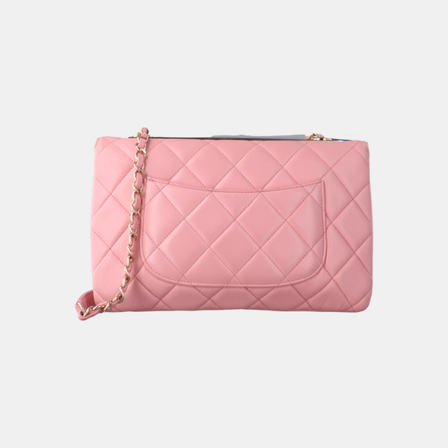 Chanel Trendy CC Flap Bag Pink Cannage Lambskin Leather Gold Shoulder Chain