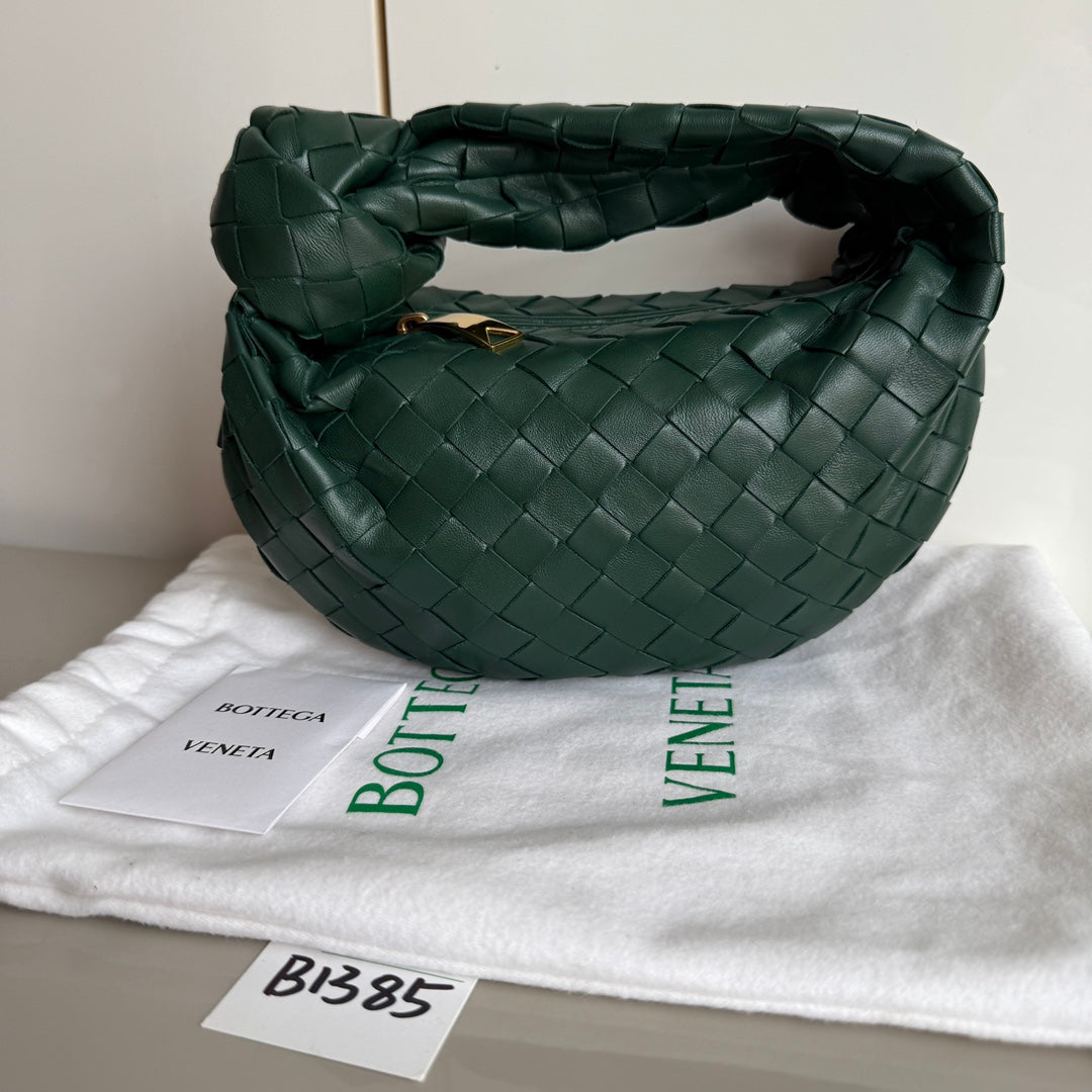 Bottega Veneta Jodie Mini Dark Forest Green Lambskin Leather Clutch Bag Never Worn-Luxbags