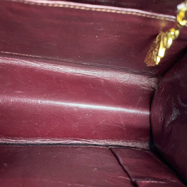 Gucci Vintage Burgundy Alligator Leather Blue Lapis Lazuli Stone Gold-tone Hardware Handbag