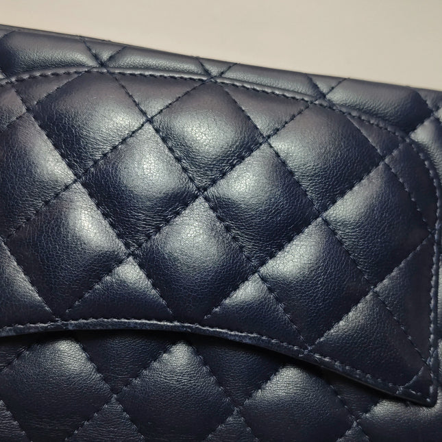 Chanel Classic Flap Mini Rectangular Navy Lambskin Leather Gold Hardware Microchip