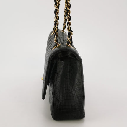Chanel Classic Flap Medium 2016 Black Pixel Effect Calfskin Leather Gold Hardware