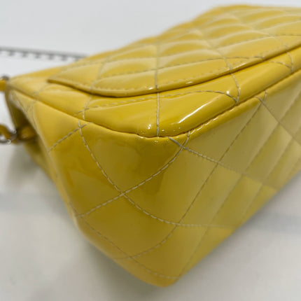 Chanel Classic Flap Mini Square Yellow Patent Lambskin Crossbody Bag 2014