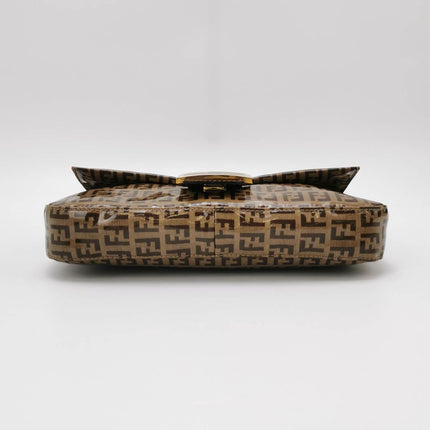 Sold Fendi Baguette Zucchino Monogram Brown Patent Leather