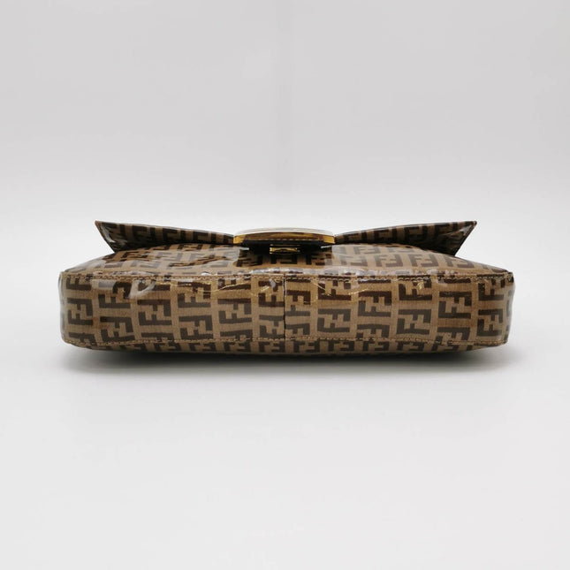 Sold Fendi Baguette Zucchino Monogram Brown Patent Leather