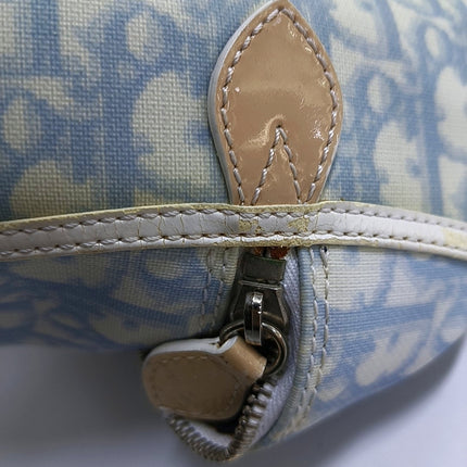 Dior No. 1 Rasta Trotter Bowling Bag Blue Oblique Canvas White Patent Leather