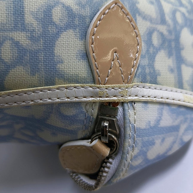 Dior No. 1 Rasta Trotter Bowling Bag Blue Oblique Canvas White Patent Leather