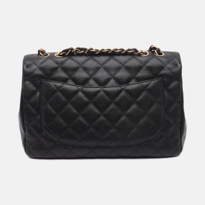 Sold Chanel Classic Flap Jumbo Black Caviar Leather Single Flap with Gold Hardware