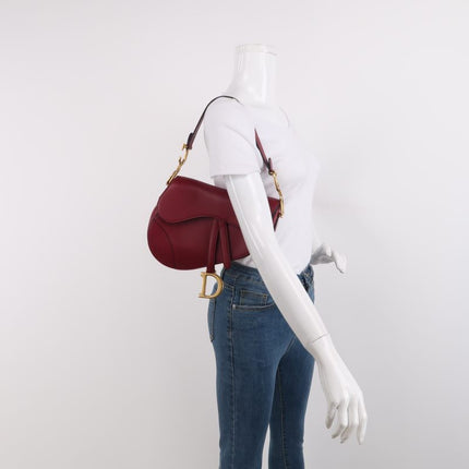 Sold Dior Saddle Shoulder Bag Medium Red Smooth Leather Gold Hardware