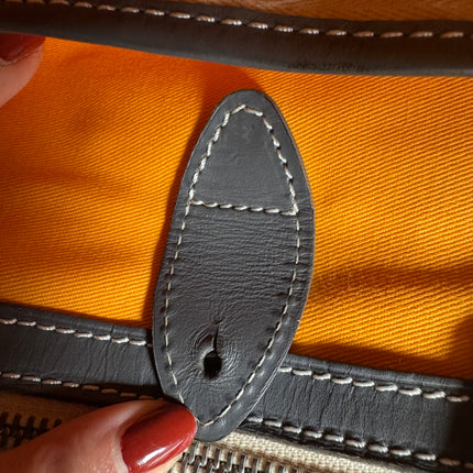 Goyard Ambassade Document Case Small 35cm Handbag Grey Canvas Leather Silver Hardware