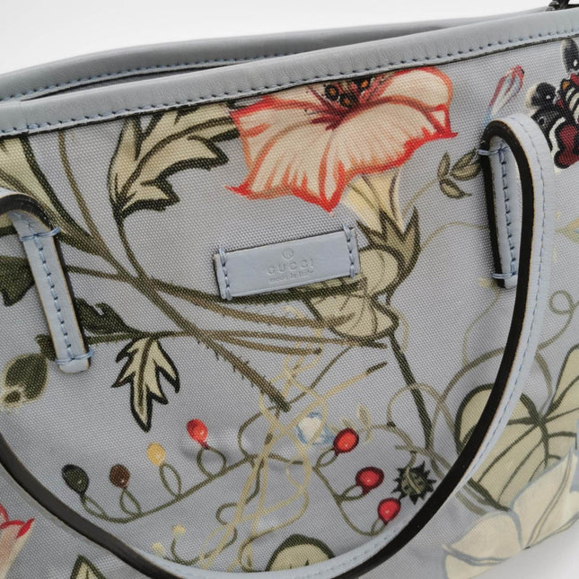 Sold Gucci Flora Knight Tote Blue Nylon and Leather Small