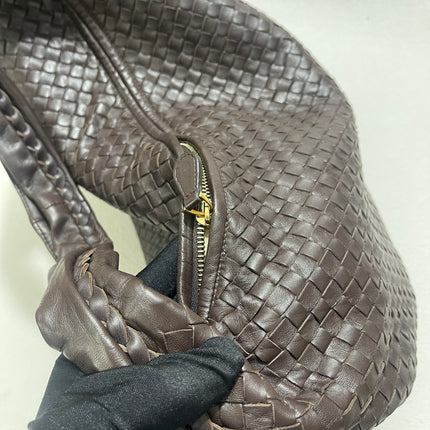 Bottega Veneta Hobo Bag Large Dark Chocolate Brown Lambskin leather 50cm