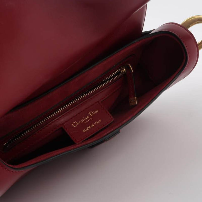 Sold Dior Saddle Shoulder Bag Medium Red Smooth Leather Gold Hardware