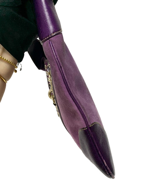 Gucci Jackie Vintage Large Purple Suede Leather Ringlets Decoration