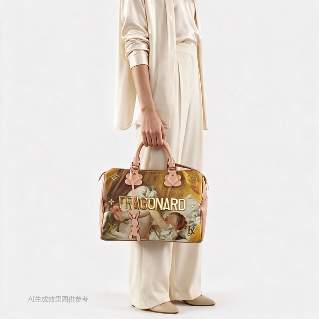 Louis Vuitton x Jeff Koons Speedy 30 Fragonard Girl with the Dog Top Handle Bag