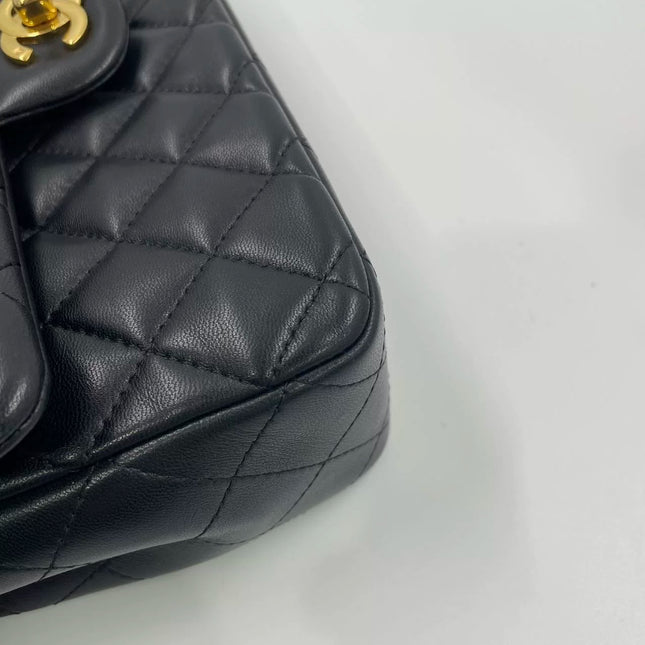 Chanel Classic Flap Vintage Medium Black Lambskin Leather with 24k Gold HW, 1991-1994