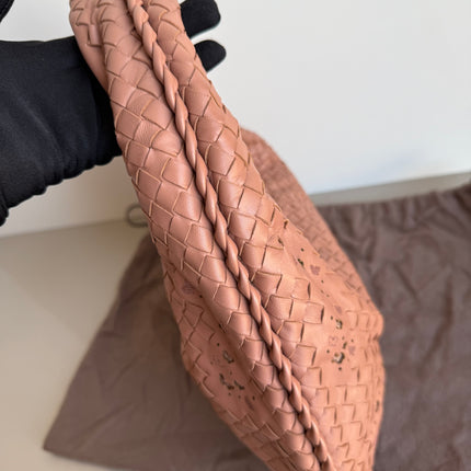 Bottega Veneta Hobo Bag Leather Beige Small 40cm Butterfly Cutout