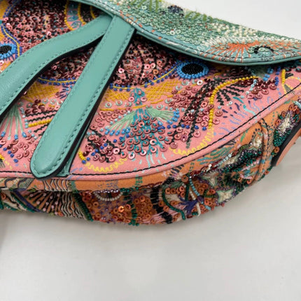 Dior In Lights Saddle Medium Multicolor Beads and Calfskin Leather Shoulder Bag