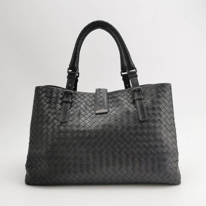 Bottega Veneta Roma Handbag Bag Intrecciato Nappa Leather Black Large 35cm