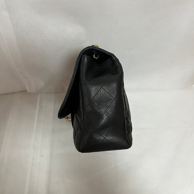 Chanel Classic Flap Jumbo 2009 Black Caviar Leather Single Flap Gold Hardware