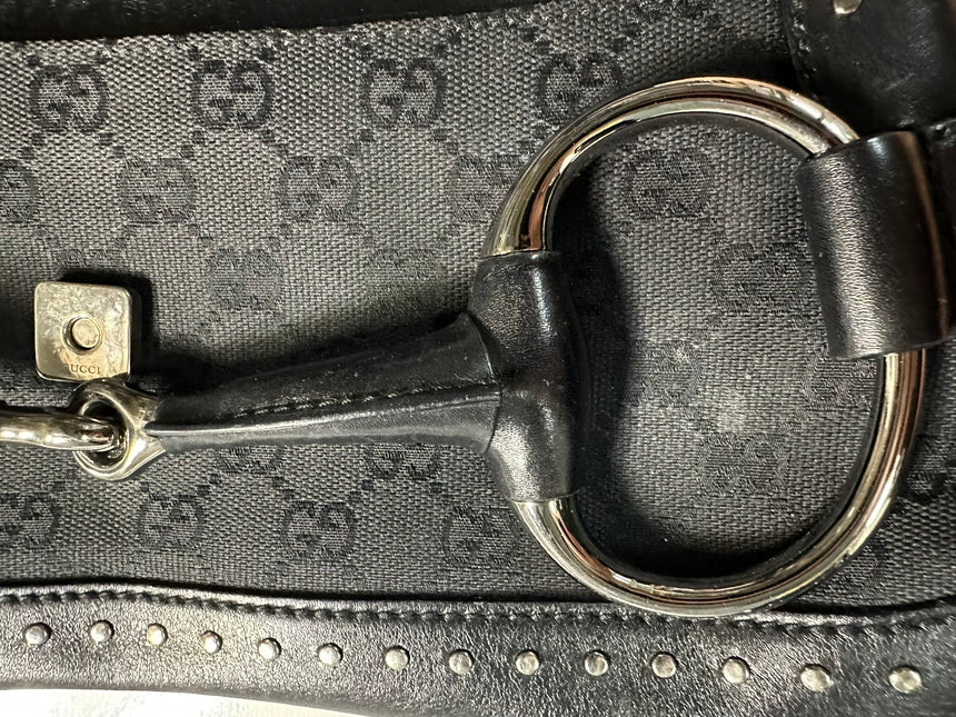 Sold Gucci Horsebit 1955 Cloth Black Monogram Shoulder bag