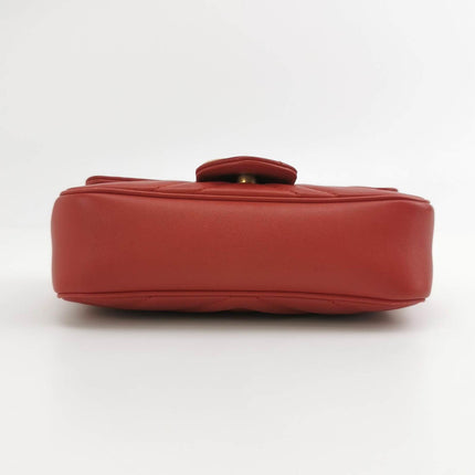 Sold Gucci Marmont Super Mini Flap Leather Bag Red Leather