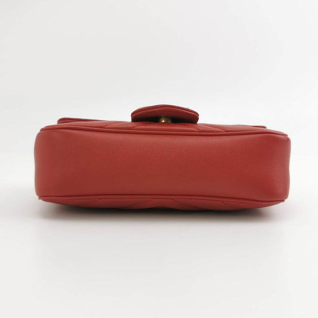 Sold Gucci Marmont Super Mini Flap Leather Bag Red Leather