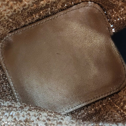 Fendi Mon Tresor Mini Bucket Bag Gold Raffia Thread and Leather Crossbody Bag