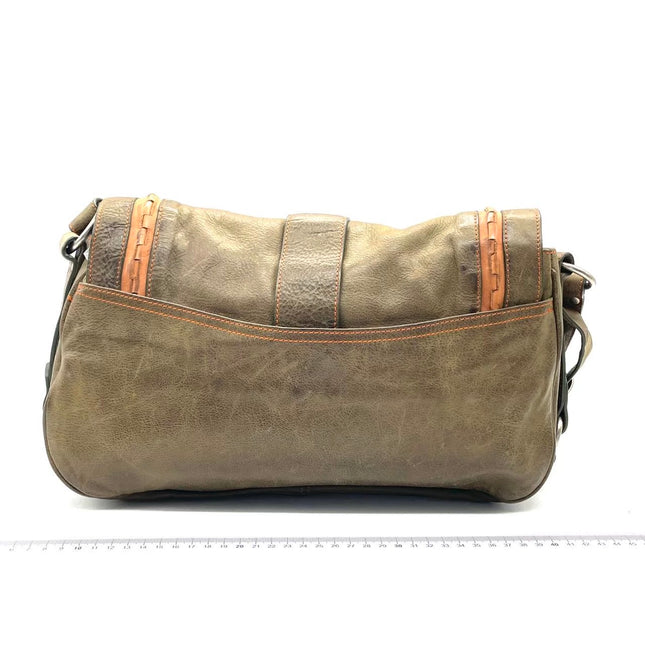 Dior Vintage Gaucho Large Brown Leather Crossbody Bag 36cm
