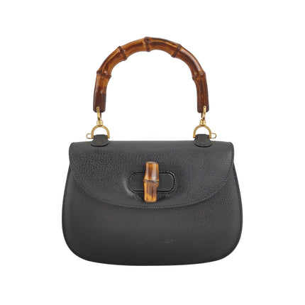 Gucci Bamboo 1947 Small Black Grained Leather Top Handle Bag-Luxbags