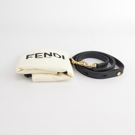 Sold Fendi By The Way Mini Raffia Straw Black Leather Crossbody Bag
