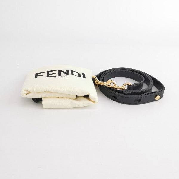 Sold Fendi By The Way Mini Raffia Straw Black Leather Crossbody Bag