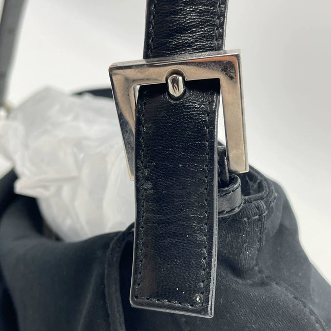 FENDI Baguette Vintage Black Cloth Silver Hardware