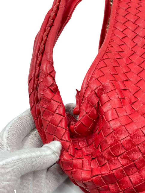 Sold Bottega Veneta Intrecciato Hobo Bag in Red leather Large